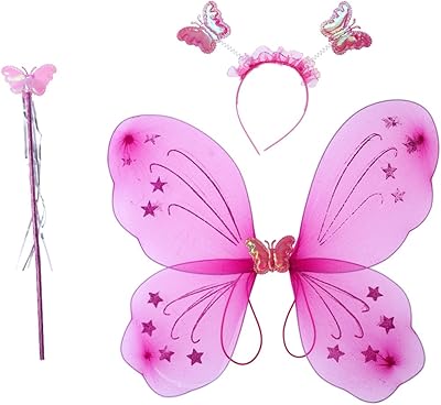 Ensemble de costumes de papillon 3 pièces pour filles, ailes de papillon, ruban