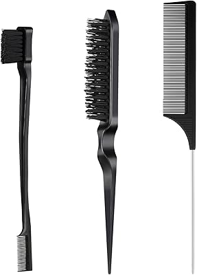 Ensemble de 3 brosses peignes noires, comprenant une brosse à cheveux à poils