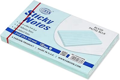 Cahier adhésif fis® 3" x 5" paquet de 12 ligné bleu