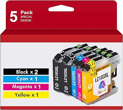 Cartouche d'encre 103, aoou 5 paquets compatibles lc-103xl lc-103 xl lc103xl lc 103 xl cartouche d'encre pour brother mfc j870dw j450dw j470dw j650dw j4410dw j4510dw j4710dw printe (2 bk 1 m 1 5 ans). DIAYTAR COTE D'IVOIRE est la référence pour les achats en ligne en Côte d'Ivoire, avec une offre de plus de 300000 produits. Nous nous efforçons de vous offrir les meilleures marques et les produits les plus récents, avec des prix compétitifs et des promotions exclusives. Notre but est de vous fournir une expérience d'achat en ligne agréable et sécurisée.