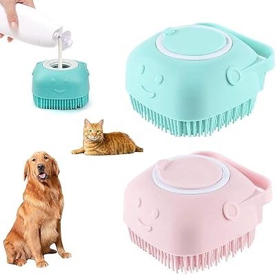 Brosse de bain en caoutchouc de silicone pour chien et chat, 2 pièces