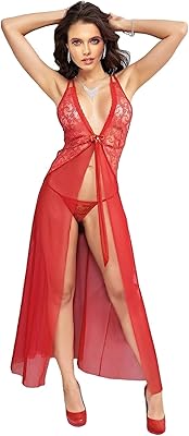 Femmes rouge dentelle maille tulle babydoll chemise de nuit g-string lingerie chemise dentelle motif vêtements de nuit longue col en v chemise de nuit. DIAYTAR COTE D'IVOIRE est la destination idéale pour les acheteurs en ligne en Côte d'Ivoire. Elle propose une expérience d'achat en ligne sécurisée et pratique, avec des options de paiement et de livraison variées. Les clients peuvent trouver tout ce dont ils ont besoin sur cette plateforme.