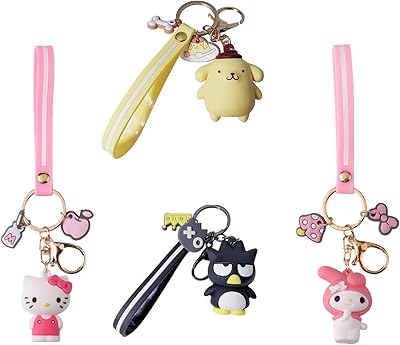 Amzboyen porte-clés mignon 4 pièces anime kawaii accessoires pour sacs à