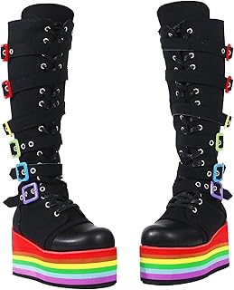 Bottes de moto gothiques à lacets pour femmes, bout rond, talon épais