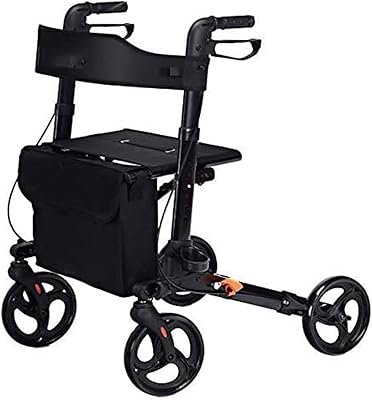 Déambulateur pliable léger avec siège, hauteur et mobilité réglables, déambulateur à roulettes léger