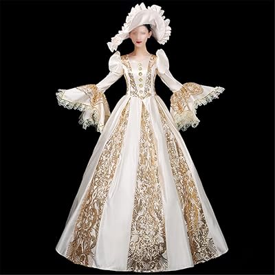 Wzhzj costume de cosplay doré clair de la renaissance médiévale pour femme