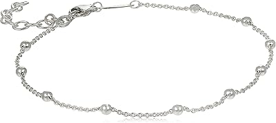Bracelet de cheville à pois pour femme en argent sterling 925 ak0002-001-12-l27v, cuir