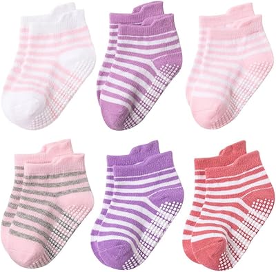 Oriti 6-12 paires de chaussettes antidérapantes pour tout-petits de 0 à 5 ans