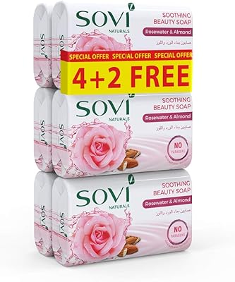 Savon de beauté apaisant sovi naturals à l'eau de rose et à l'amande