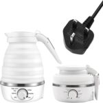 Bouilloire de camping électrique pliable légère en silicone de qualité alimentaire avec cordon