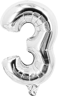 Ballon en aluminium party time 3 chiffres, argent