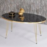Table centrale en bois monobloc pour salon assemblage simple (couleur marbre) et centre