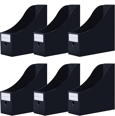 Lot de 6 porte-revues avec étiquettes, porte-revues en carton, porte-revues recyclable, organisateur