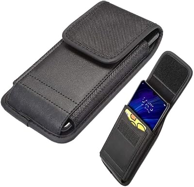 Dfv mobile - étui de ceinture vertical en cuir et nylon avec porte-carte