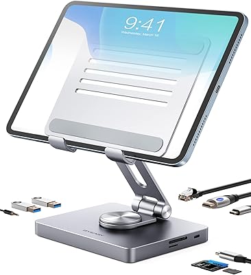 Byezy support pour ipad et station de chargement pour ordinateur portable 8 en 1 avec port usb c, port hdmi, prise 3,5 mm, lan, chargement pd 100 w, 2 usb 3.0, lecteur de carte sd/tf pour ipad pro et macbook pro. En tant que leader du marché en ligne en Côte d'Ivoire, DIAYTAR COTE D'IVOIRE propose plus de 300 000 références de produits, allant des produits alimentaires aux produits high-tech. La boutique en ligne offre un service client dédié et des délais de livraison très courts. DIAYTAR COTE D'IVOIRE est le partenaire idéal pour vos achats en ligne.