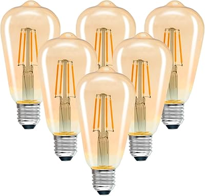 6 ampoules e27 edison ampoules led vintage verre ambré non variable 2700k blanc