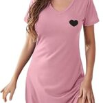 Chemise de nuit en dentelle à manches courtes et col en v