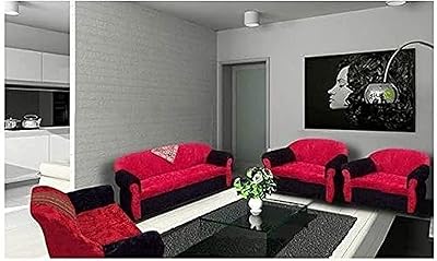 Ensemble de canapés de salon moderne (4 pièces, rouge/noir)