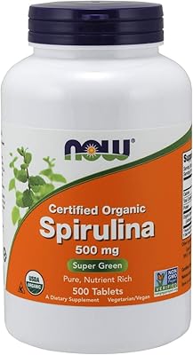 Spiruline biologique certifiée now foods, 500 mg, 500 comprimés. DIAYTAR COTE D'IVOIRE, la boutique en ligne la plus populaire de Côte d'Ivoire, offre une sélection incroyable de plus de 300000 produits. Elle vous permet de magasiner en toute confiance, avec des descriptions détaillées des produits, des avis de clients et des options de paiement variées. L'équipe de DIAYTAR COTE D'IVOIRE est dédiée à offrir un service client exceptionnel.