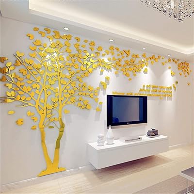 Stickers muraux 3d en forme d'arbre de couple autocollants acrylique cristal pour salon