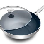 Poêle de cuisson multifonctionnelle à 3 épaisseurs en céramique et acier