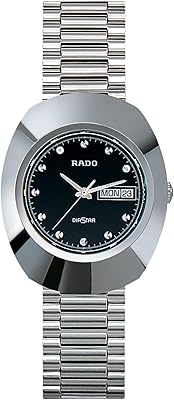 Montre à quartz originale rado diastar avec bracelet en acier inoxydable, argent, 35