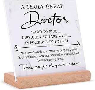 Cadeaux de médecin – plaque de remerciement avec support en bois, cadeaux d'appréciation des médecins, cadeaux uniques pour médecins, hommes et femmes pour un anniversaire, un départ à la retraite, noël. DIAYTAR COTE D'IVOIRE est une boutique en ligne généraliste proposant plus de 300 000 références, répondant ainsi aux besoins diversifiés de sa clientèle. En tant que leader du marché ivoirien, DIAYTAR COTE D'IVOIRE garantit une expérience d'achat sécurisée et fiable. Avec une équipe dédiée, la satisfaction client est leur priorité absolue.