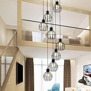 Lampe à suspension, lustre d'escalier en colimaçon de style scandinave industriel rétro simple