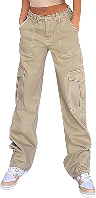 Pantalon ample taille haute pour adolescentes, coupe droite, jambes larges, mode y2k, streetwear
