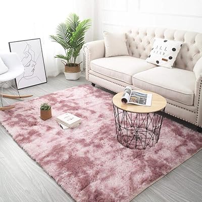 Tapis en peluche doux teint par nœuds omert, violet, rose, 120 x 200