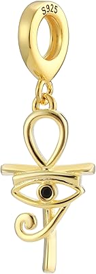 Argent sterling 925 egypte horus ankh life perles de charme en or
