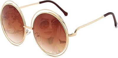 Lunettes de soleil rondes surdimensionnées pour femmes avec monture ronde en métal