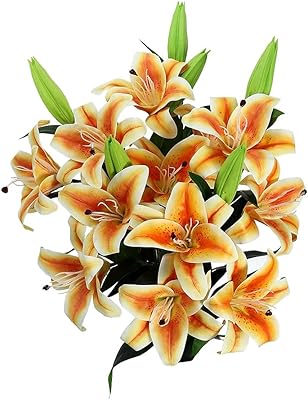 Lot de 6 fleurs de lys artificielles réalistes pour la décoration