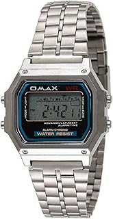 Montre omax pour unisexe, cadran numérique et bracelet en acier inoxydable - m283