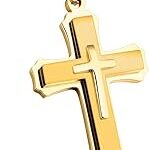 Collier croix classique pour hommes garçon argent noir or acier inoxydable croix crucifix