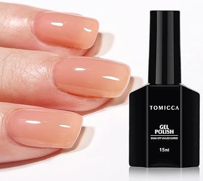Vernis à ongles gel transparent tomika 15 ml en couleur chair transparente uv