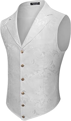 Gilet de costume floral victorien à motif cachemire pour hommes, gilet formel gothique