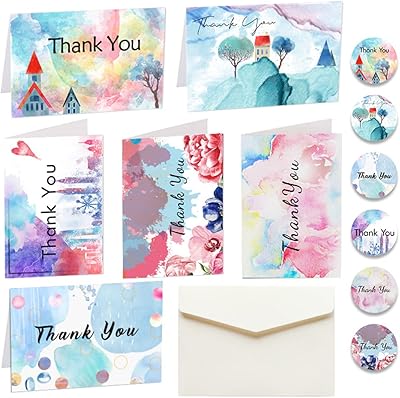 Carte de remerciement lot de 12 cartes de vœux aquarelles avec autocollants et enveloppes pour toutes. DIAYTAR COTE D'IVOIRE est une boutique en ligne généraliste qui propose plus de 300 000 références de produits variés. Elle est devenue la boutique leader en Côte d'Ivoire, offrant une large gamme de produits pour répondre aux besoins de ses clients. Avec sa sélection impressionnante, DIAYTAR COTE D'IVOIRE est le destin idéal pour faire du shopping en ligne.