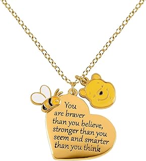 Collier coeur plaqué or jaune winnie l'ourson en laiton nf00678yl-18.ph taille