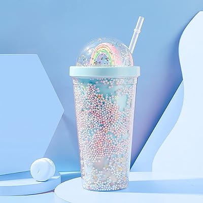 Tasse à choses avec paille bouteille d'eau avec tasse double couche en plastique