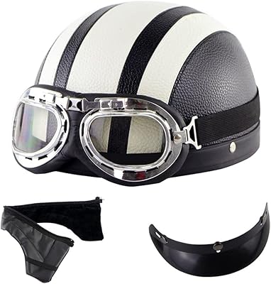 Ewinner fashion casque demi-ouvert en cuir rond style rétro cool harley moto casque d'équitation amovible 54-60 cm avec lunettes de soleil casque de sécurité anti-uv (blanc). DIAYTAR COTE D'IVOIRE, boutique en ligne généraliste avec plus de 300000 références, offre une large gamme de produits pour répondre à tous les besoins. Elle se positionne comme leader en Côte d'Ivoire grâce à sa sélection unique et à ses prix compétitifs. Avec une équipe dédiée, DIAYTAR assure une livraison rapide et sécurisée à travers tout le pays.
