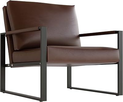 Fauteuil d'appoint moderne recaceik du milieu du siècle, canapé simple en cuir pu, chaise de salon avec bras pour meubles de maison, marron. DIAYTAR COTE D'IVOIRE, avec plus de 300000 références, est la destination idéale pour les consommateurs ivoiriens. Notre boutique en ligne propose une large gamme de produits pour répondre à vos besoins quotidiens. Nous nous efforçons de maintenir la qualité et la confiance de nos clients.