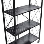 Étagère de rangement pliable à 4 niveaux avec roue, étagère de rangement robuste