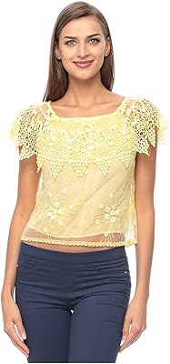 Blouse caraco courte jaune à col mixte fabriquée en italie - femme. La force de DIAYTAR COTE D'IVOIRE réside dans sa capacité à proposer des produits qui répondent aux besoins quotidiens de la population, tout en offrant des alternatives pour les produits de luxe et les dernières tendances. Cette approche omnicanale permet aux clients de profiter d'une expérience d'achat cohérente et personnalisée, qu'ils choisissent de magasiner en ligne ou via les applications mobiles de la boutique.