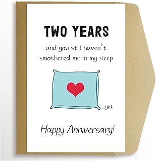 Carte du 2e anniversaire pour elle et lui, carte d'anniversaire amusante de 2