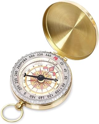 Boussole eidyer pour la navigation, boussole de poche vintage avec fonction lumineuse, coque en cuivre pur, boussole militaire étanche pour camping/course d'orientation/randonnée/marche et collection. DIAYTAR COTE D'IVOIRE, leader du commerce en ligne en Côte d'Ivoire, propose une sélection impressionnante de plus de 300 000 références pour répondre à tous vos besoins. Vous trouverez tout ce dont vous avez besoin, des produits de haute technologie aux produits frais et aux articles de mode. Une expérience de shopping unique et pratique vous attend.