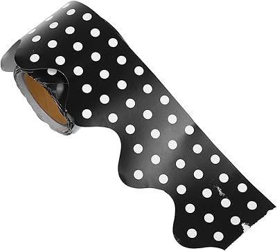 Magiclulu 2 rouleaux d'autocollants à pois noirs et blancs pour bordure de ́coration