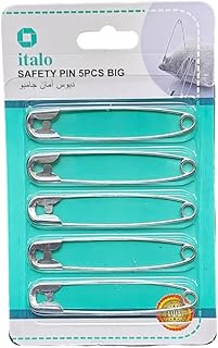 5 grandes épingles de sûreté en métal nickelé de 8,5 cm pour vêtements