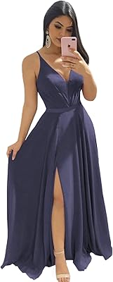 Robes de demoiselle d'honneur à col en v pour femmes, robes formelles longues