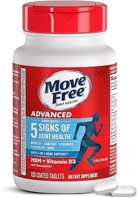 Move free advanced glucosamine chondroïtine msm complément alimentaire + vitamine d3 pour le soutien